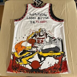 Flames Basketball Jersey - White and Red